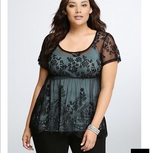Torrid size 1x lace peplum top bnwt
